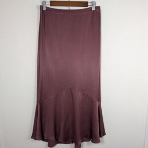 BeCool Wine Mauve Satin Feel Mermaid Midi Skirt Size Large Ladycore Coquette NWT